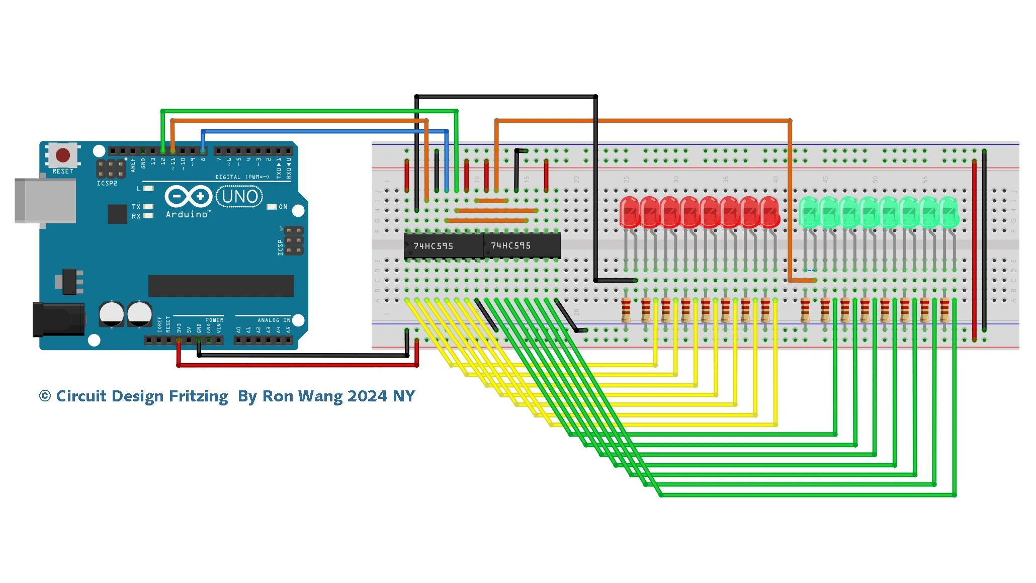 Arduino Dual Register 8-Bit Binary Counter Circuit
